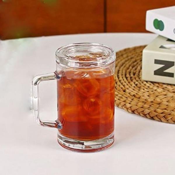 델리 머그컵 유리컵 커피잔 뚜껑 유리잔 380ml 2P