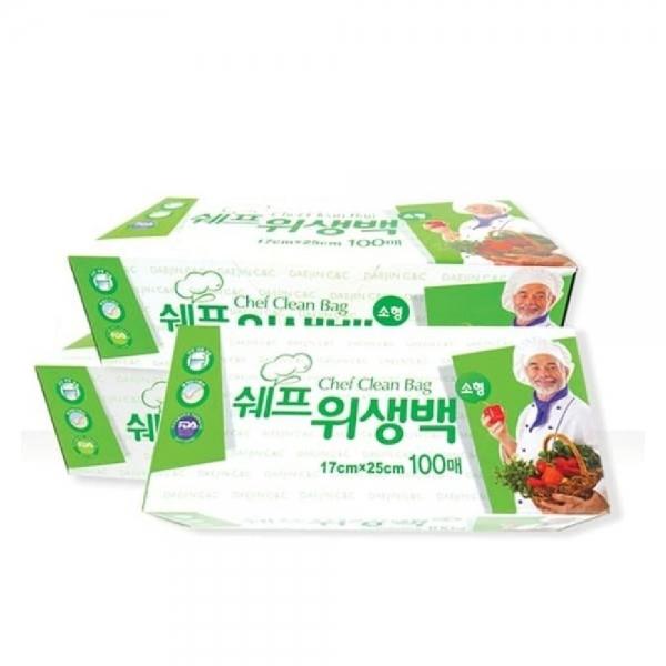 쉐프 롤백 위생백 일회용 롤팩 비닐백 17x25 100매