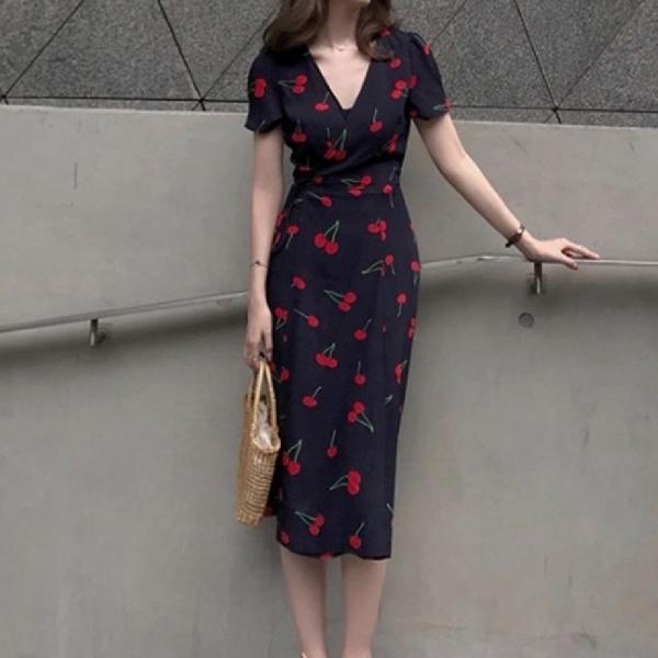 여자 반팔 쉬폰 원피스