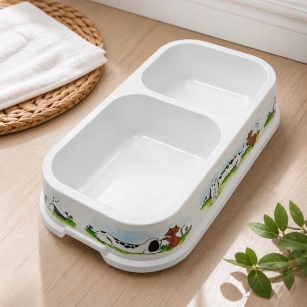비벤지 멜라민 2구 강아지 밥그릇 애견 식기 고양이 물그릇 수반