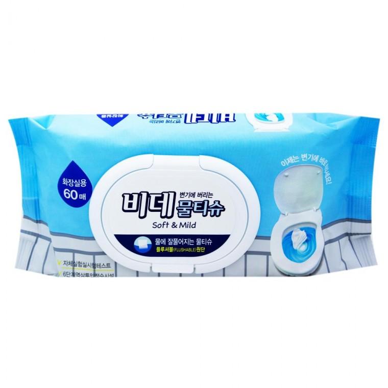 물에 잘풀어지는 비데 물티슈 60매