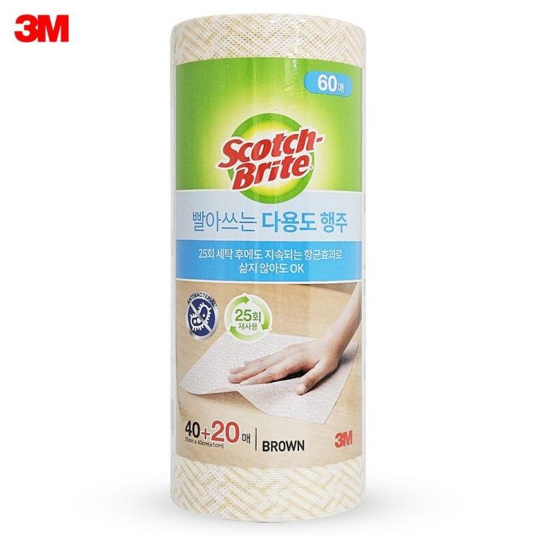 3M 25회 빨아쓰는 위생행주 다용도 40+20매 행주 롤