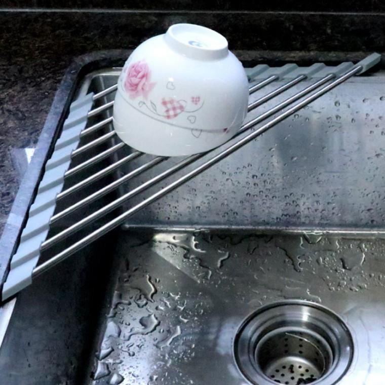 주방 싱크대 코너 공간활용 수납 접이식 싱크롤 선반