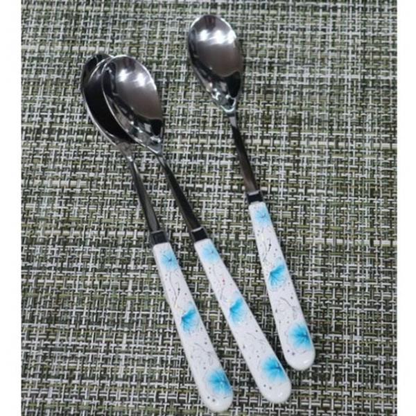 블루 홀로그램 스텐티스푼 3P 수저 숟가락 디저트 커피 머들러 식기