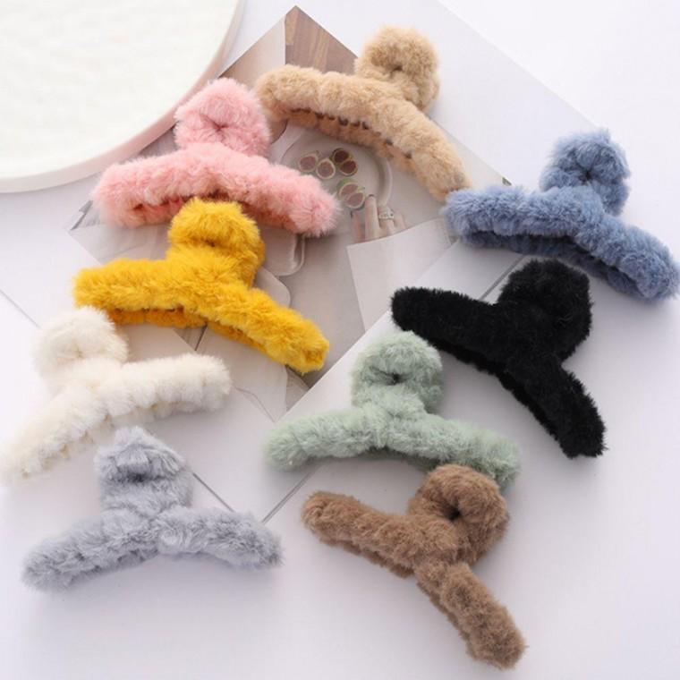 페이크퍼 뽀글이 집게핀 반묶음 토끼털 9컬러 집게핀