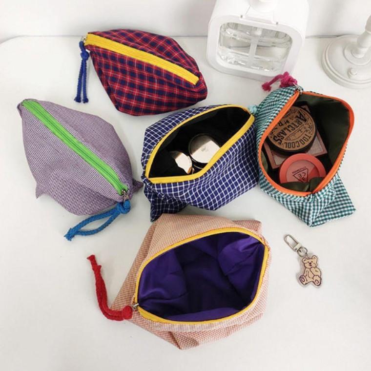 체크 5컬러 파우치 멀티 수납 파우치 휴대용