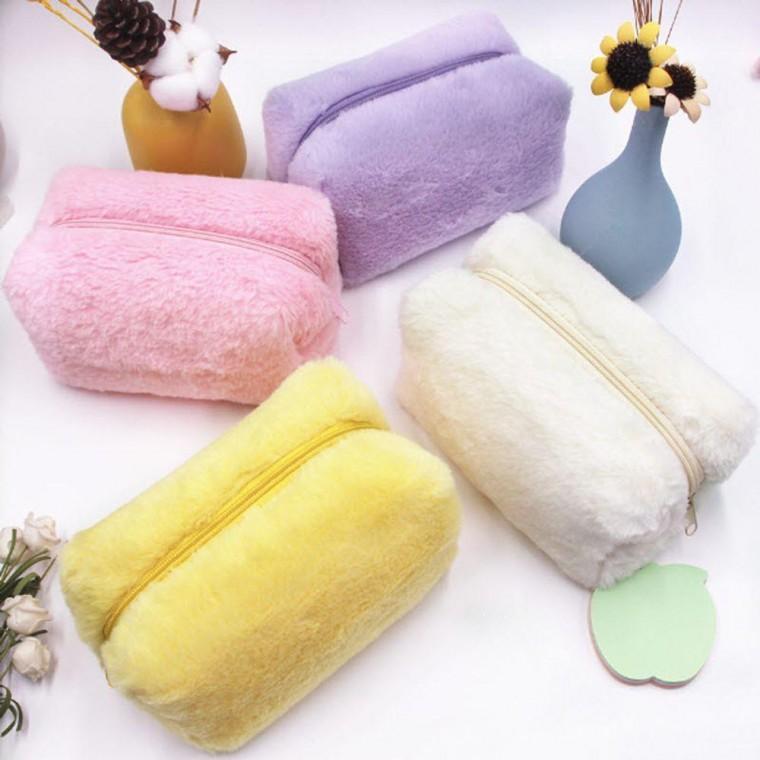 파우치 파우치 다용도 휴대용 사각 퍼 소프트