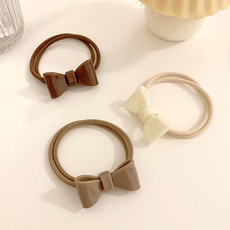 3컬러 러블리 머리끈 리본포인트 머리고무줄 헤어끈