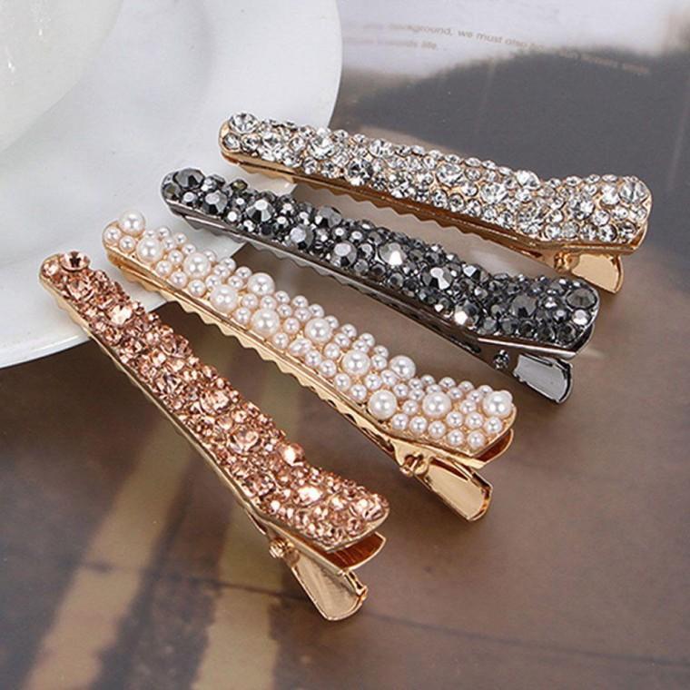 럭셔리 헤어핀 집게 고정핀 진주 큐티 큐빅 앞머리
