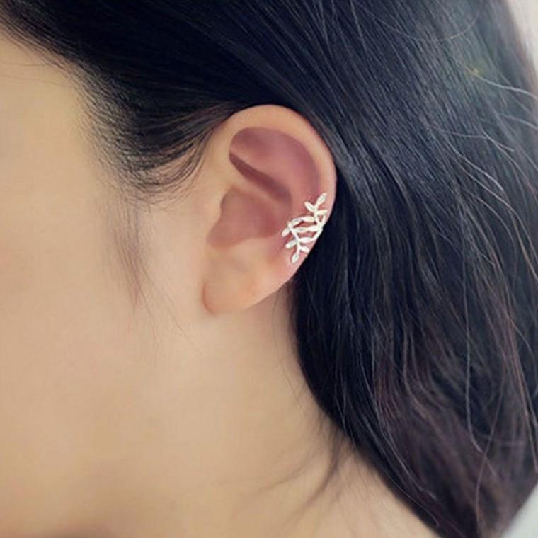 이어커프 귀에거는 나뭇잎 귀찌 귀안뚫는 넝쿨 잎사귀