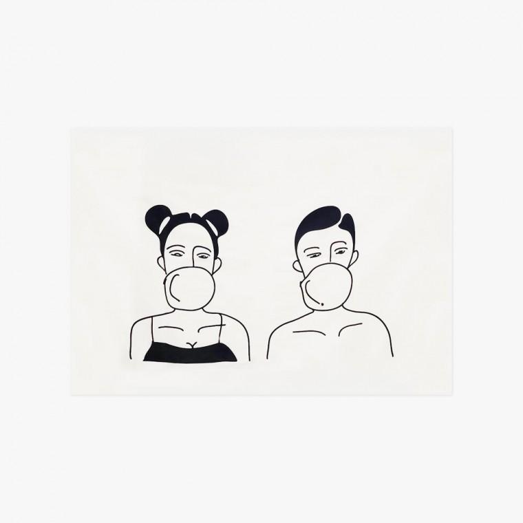 대형 패브릭 포스터 커플풍선껌 S