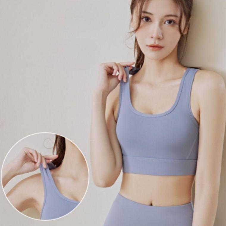 스포츠 요가 조절 헬스 튜브탑 U넥 브라 런닝 버클
