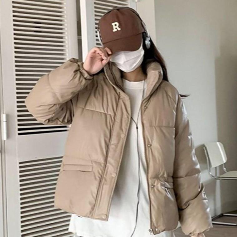 점퍼 패딩 하이넥 아우터 페이크레더 겨울 가을 레자