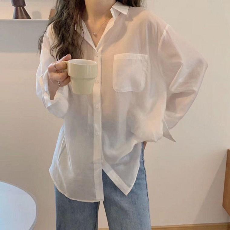 레이어드 5컬러 시스루 카라넥 셔츠블라우스 셔츠