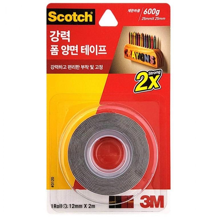 고정 부착 양면테이프(3120) 강력 3M 12mmX2M 폼 접착