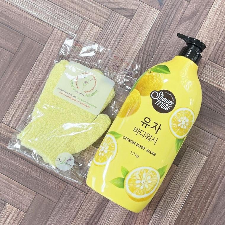 사은품 샤워메이트 샤워글러브-O 바디워시1.2kg 유자