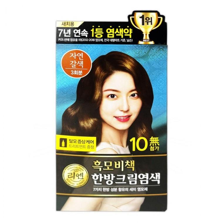새치염색크림 3회분 자연갈색 흑모비책 리엔 한방