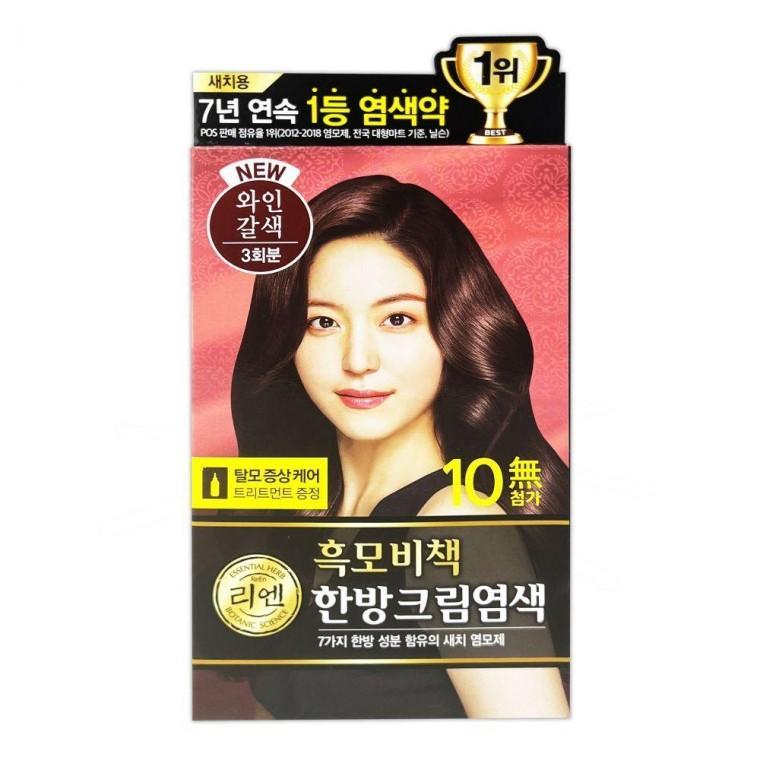 3회분 새치염색크림 와인갈색 리엔 한방 흑모비책