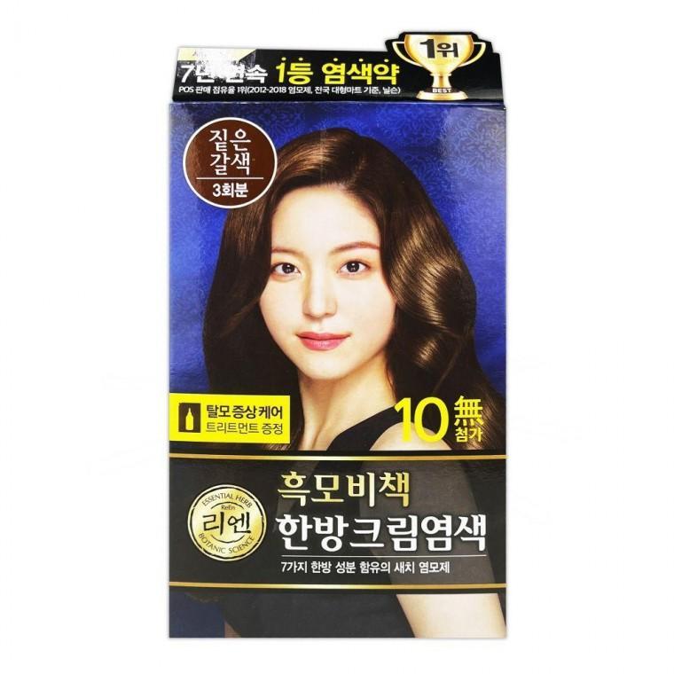 새치염색크림 리엔 한방 흑모비책 3회분 짙은갈색