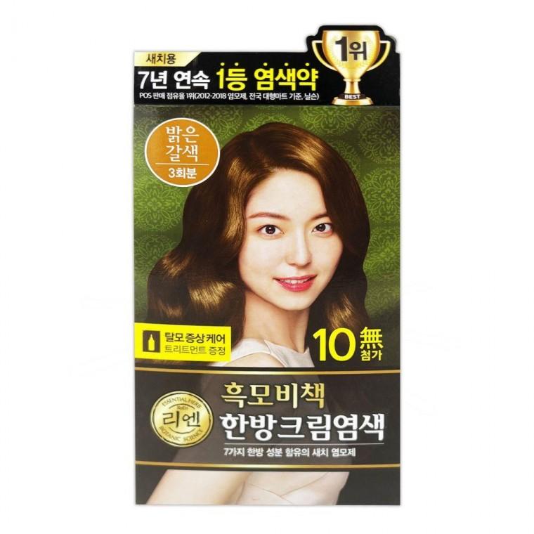 3회분 한방 밝은갈색 새치염색크림 흑모비책 리엔