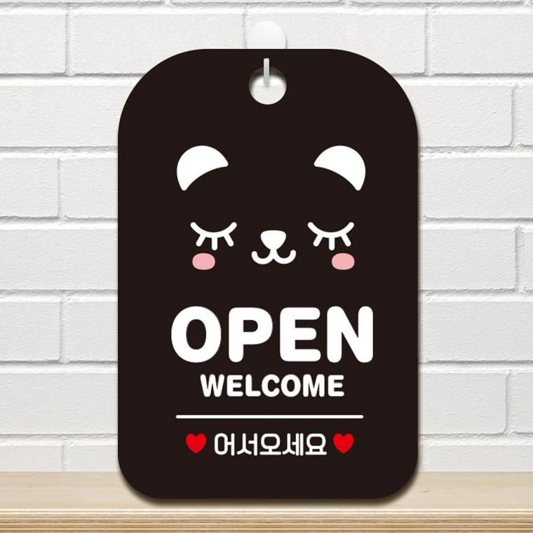 OPEN WELCOME1 걸이형 사각안내판 알림판 블랙