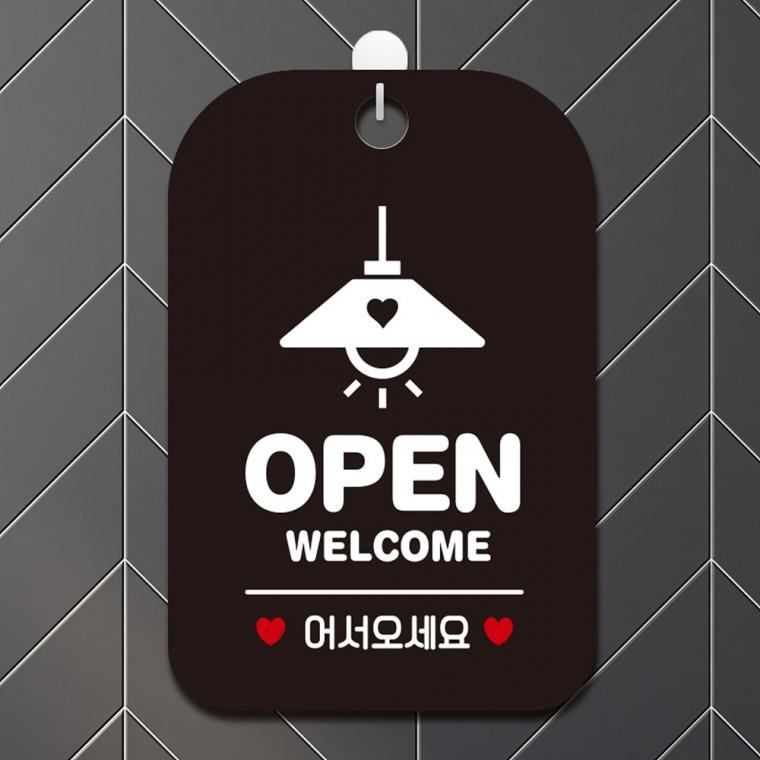 OPEN WELCOME 3 걸이형 사각안내판 알림판 블랙