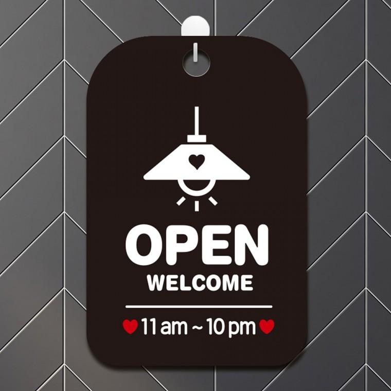 OPEN1 11am-10pm 걸이형 사각안내판 알림판 블랙