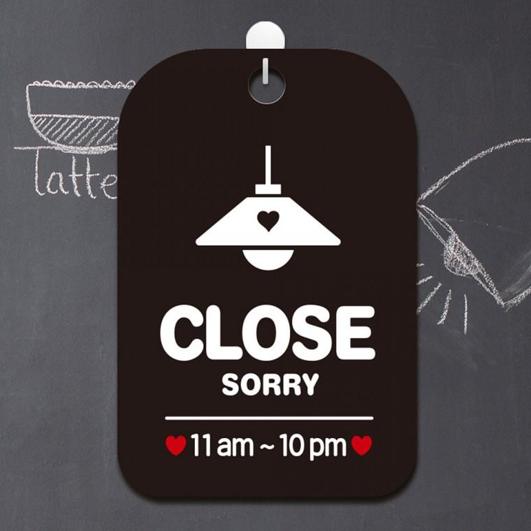 CLOSE1 11am-10pm 걸이형 사각안내판 알림판 블랙