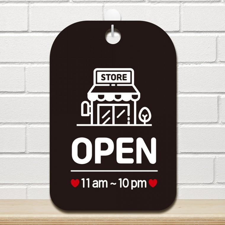 OPEN2 11am-10pm 걸이형 사각안내판 알림판 블랙