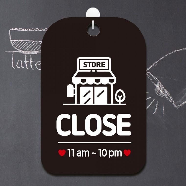 CLOSE2 11am-10pm 걸이형 사각안내판 알림판 블랙