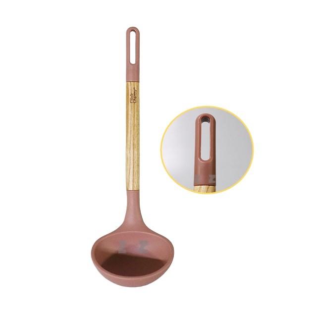 나무손잡이 실리콘국자 (약29cm) 걸이형 조리도구 주방국자 실리콘국자 가정용국자 일반국자 부엌국자