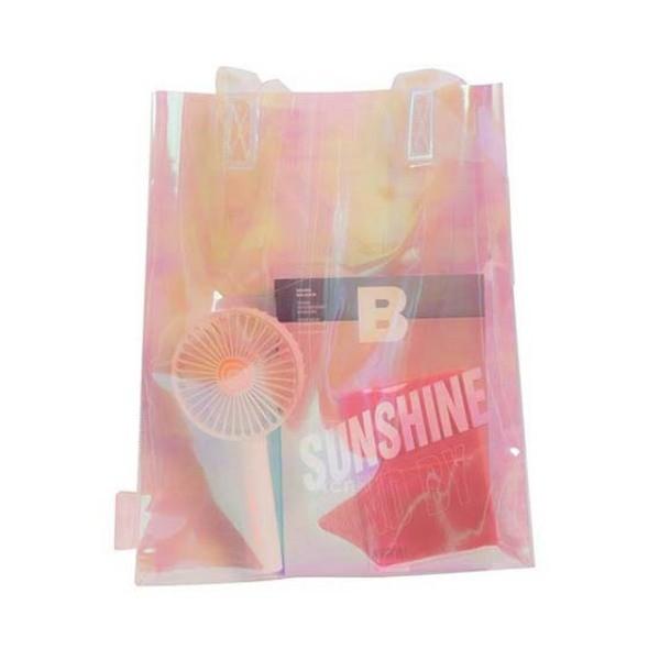 Pink 홀로그램 PVC 에코백 투명 바캉스 비치 여행 백 숄더 여름가방