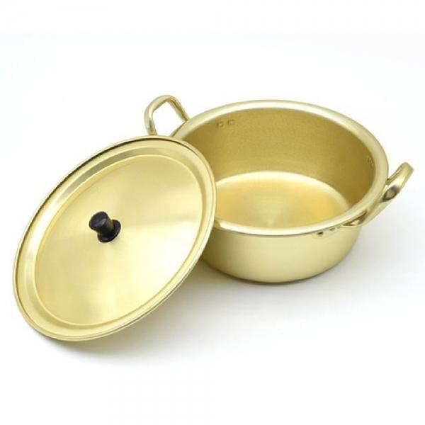 레트로 양은 냄비 찌게 라면 노란 양수 냄비 14cm
