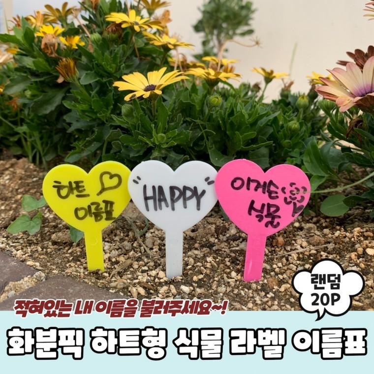 JPA 화분픽 하트형 식물 라벨 이름표 20P