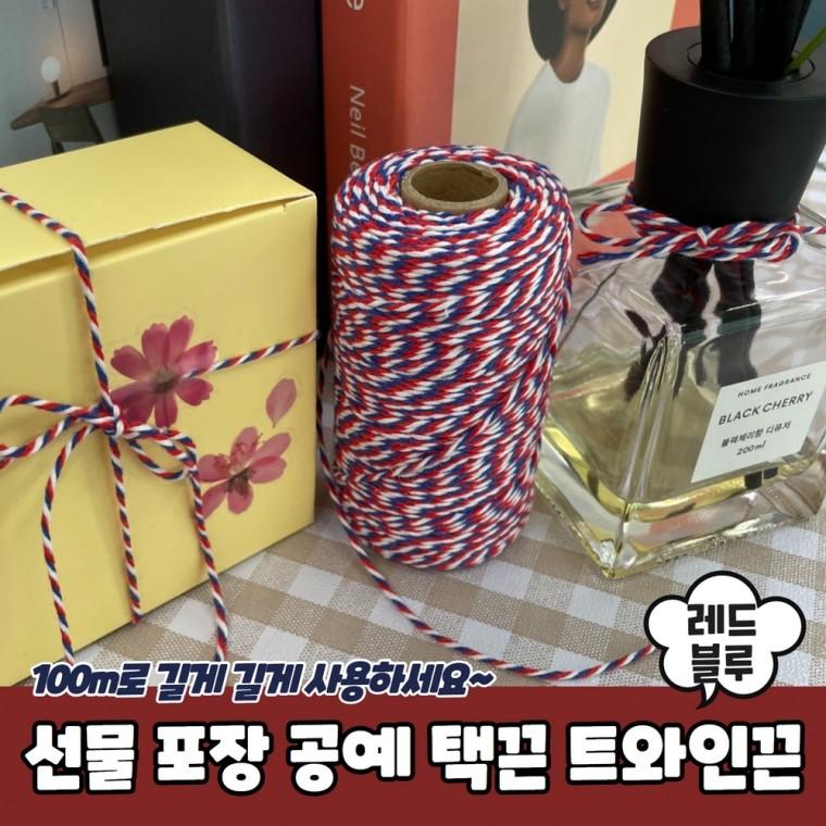 JPA 선물 포장 공예 택끈 트와인끈 100m 레드블루
