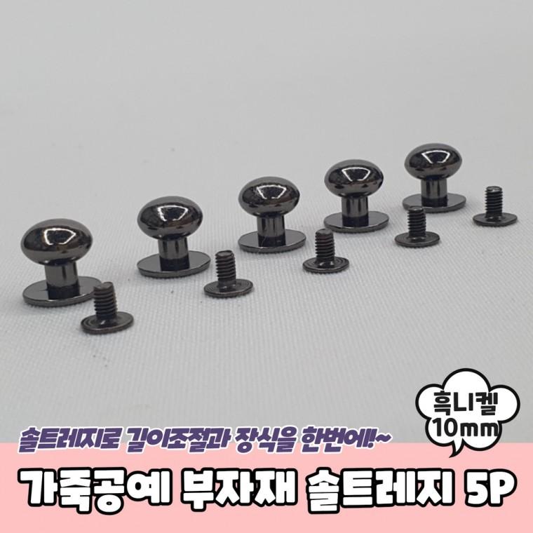 JPA 가죽공예 부자재 단추 솔트레지 흑니켈 10mm 5P