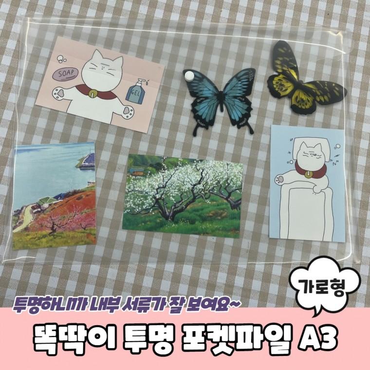 JPA 똑딱이 투명 포켓파일 A3 가로형