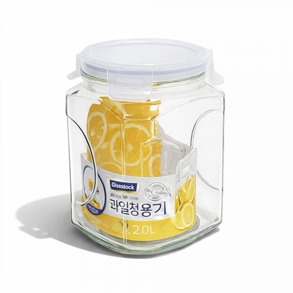 글라스락 사각 캐니스터 2.0L 과일청 용기