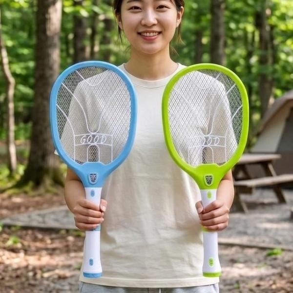 충전식 후레쉬 겸용 전기 모기채 원버튼 해충킬러