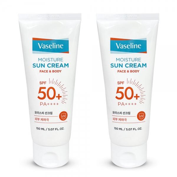 바세린 페이스 앤 바디 모이스처 선크림 150ml SPF50+ PA++++ 2개