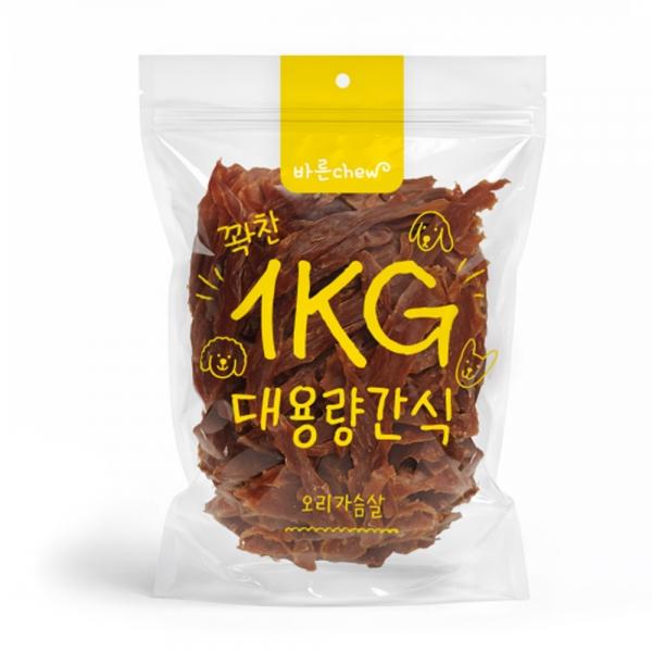 바른츄 애견간식 오리가슴살 대용량 1kg 강아지간식 반려견 육포 져키 간식