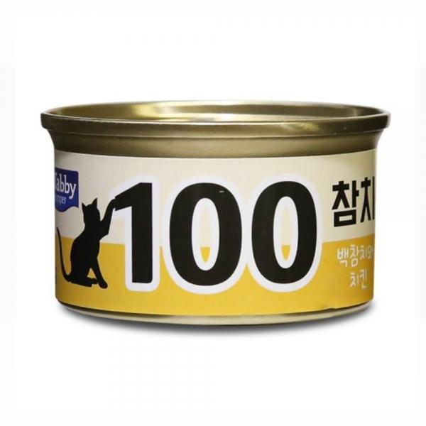 테비 고양이캔 100참치 (백참치와 치킨) 80g x 24개 (1박스) 간식캔 고양이 통조림
