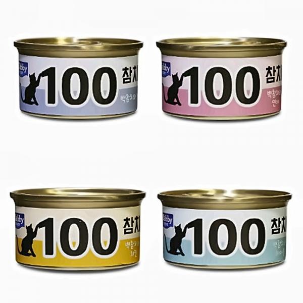 테비 고양이캔 100참치 (4종 콤보) 80g x 24개 (1박스) 간식캔 고양이 통조림