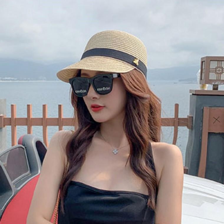 캐쥬얼 느낌 통기성 좋은 휴양지 여성 밀짚 썬캡 볼캡