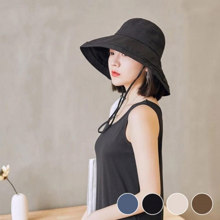 깔끔한 디자인 넓은 챙 포인트 나들이 여성 버킷햇