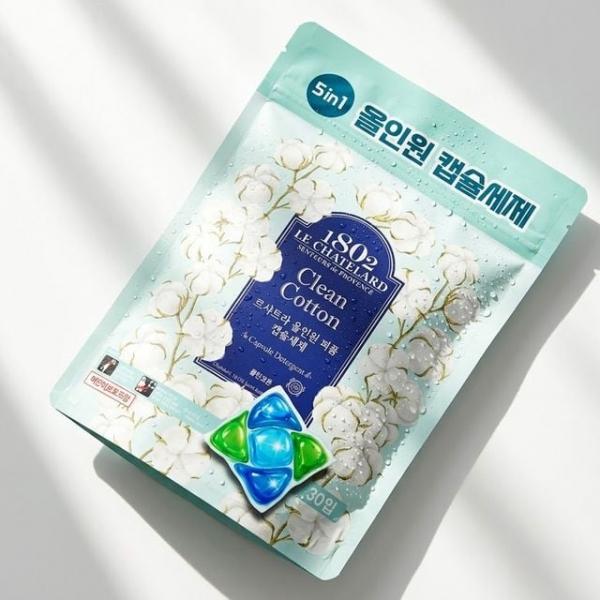얼룩 세척은 깔끔하게 포근한 코튼향기 캡슐세제 30입