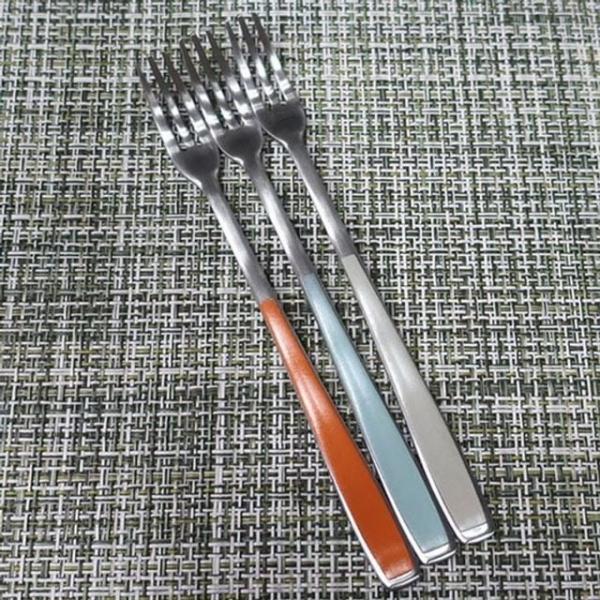 3색 컬러 세라믹 티포크 14.5cm 3P 세트 스텐 커트러리 디저트 과일