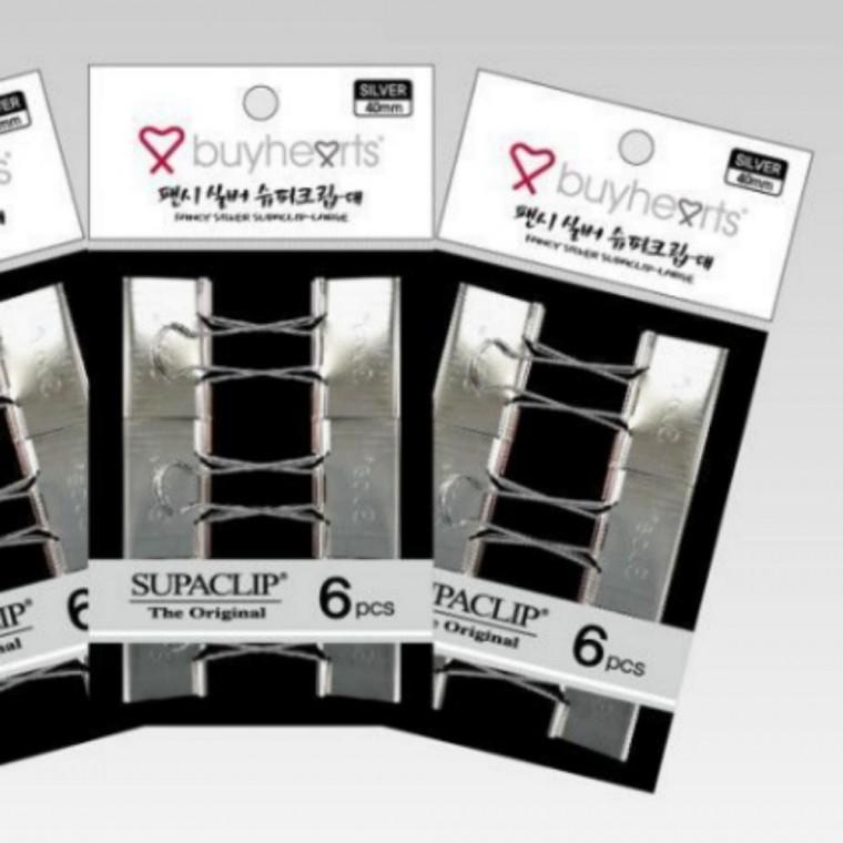 심플 실버 서류 클립 집게 6P 세트 (대) 사무용집게