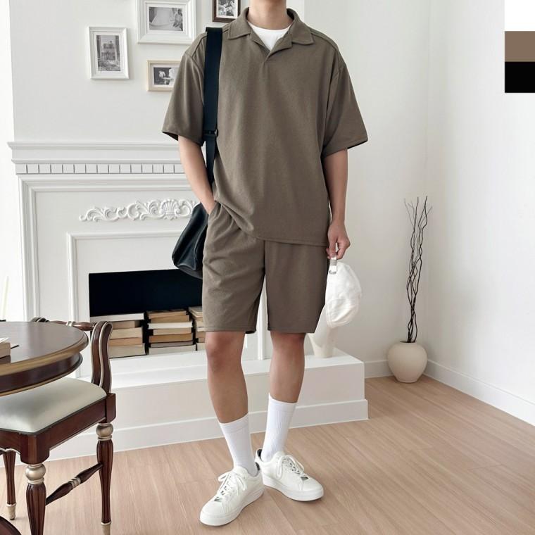 ACC SS1016M 남자 여름 데일리 카라넥 반팔 반바지 세트