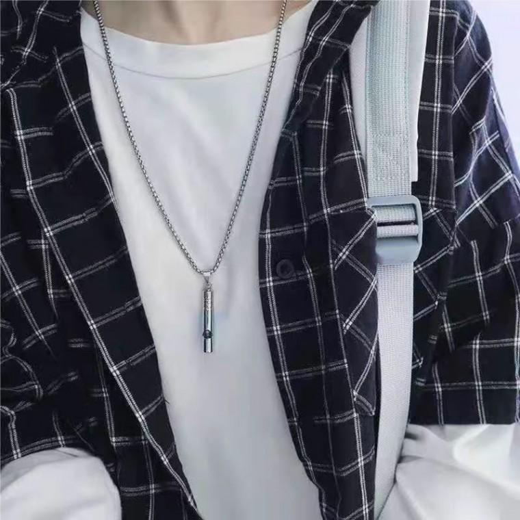 호루라기 목걸이 호신용 펜던트 여자 스텐 실버 휘슬 체인